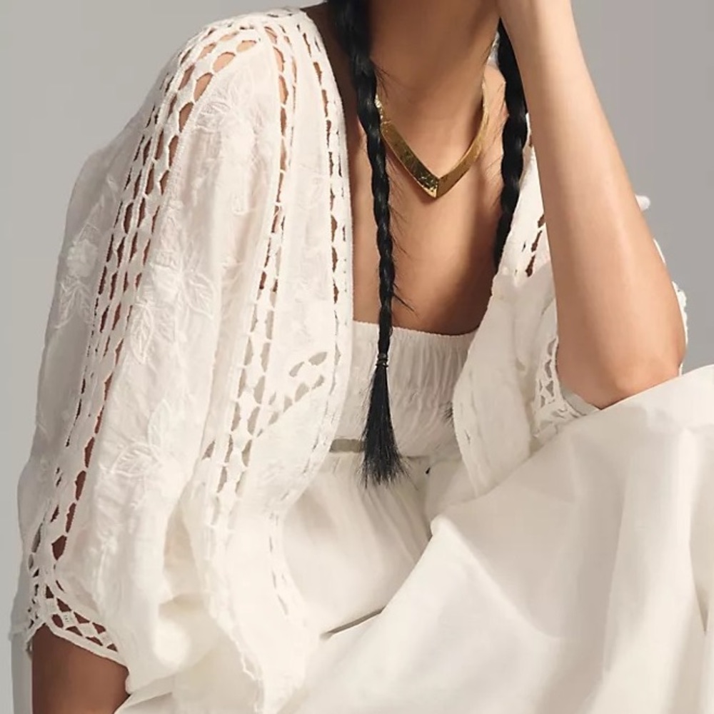 ANTHRO LACE-INSET KIMONO  (O/S)